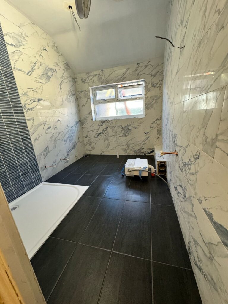 Tiling Bathroom in Oldmead House Exeter Exeter Road RM10